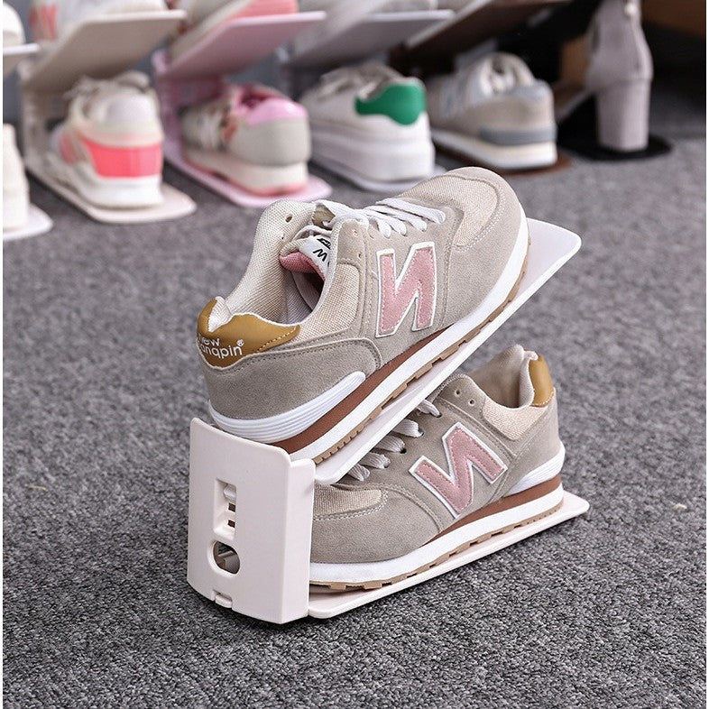 Suport reglabil pentru pantofi, 2 niveluri, plastic alb, organizator încălțăminte