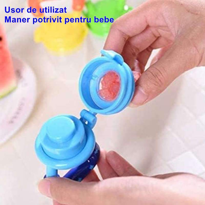 Suzeta pentru Diversificare și Dentitie cu Plasă – Albastru, Fără BPA, Ideală pentru Fructe și Piureuri