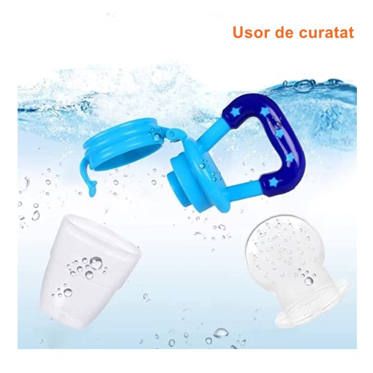 Suzeta pentru Diversificare și Dentitie cu Plasă – Albastru, Fără BPA, Ideală pentru Fructe și Piureuri