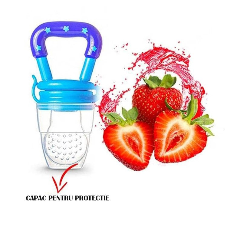 Suzeta pentru Diversificare și Dentitie cu Plasă – Albastru, Fără BPA, Ideală pentru Fructe și Piureuri