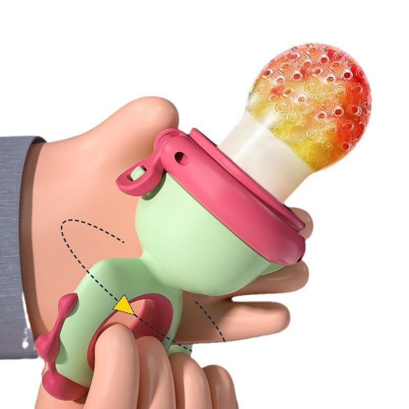 Suzetă alimentară din silicon pentru fructe – 4+ luni, găuri mici, verde-fucsia