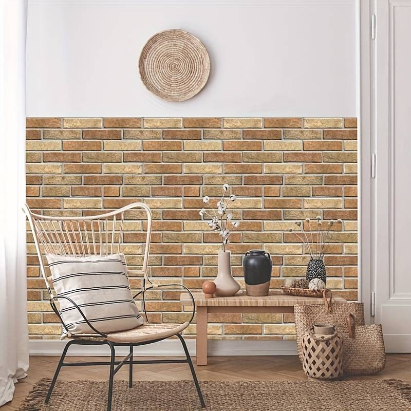 Set 10 Placi Tapet 3D Imitatie de Caramida de Piatra – 30x30 cm, 3mm grosime, Acoperire 1 mp