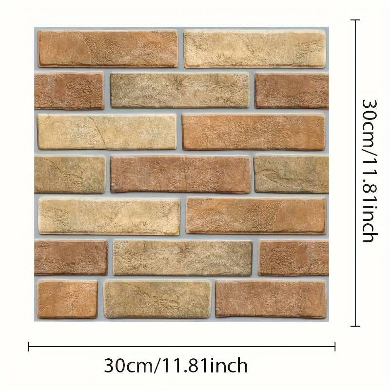 Set 10 Placi Tapet 3D Imitatie de Caramida de Piatra – 30x30 cm, 3mm grosime, Acoperire 1 mp