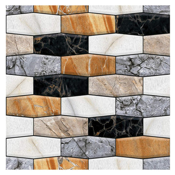 Set 10 plăci tapet autocolant 3D imitatie marmură asimetrică, rezistent apă, 30x30 cm maro-gri-negru