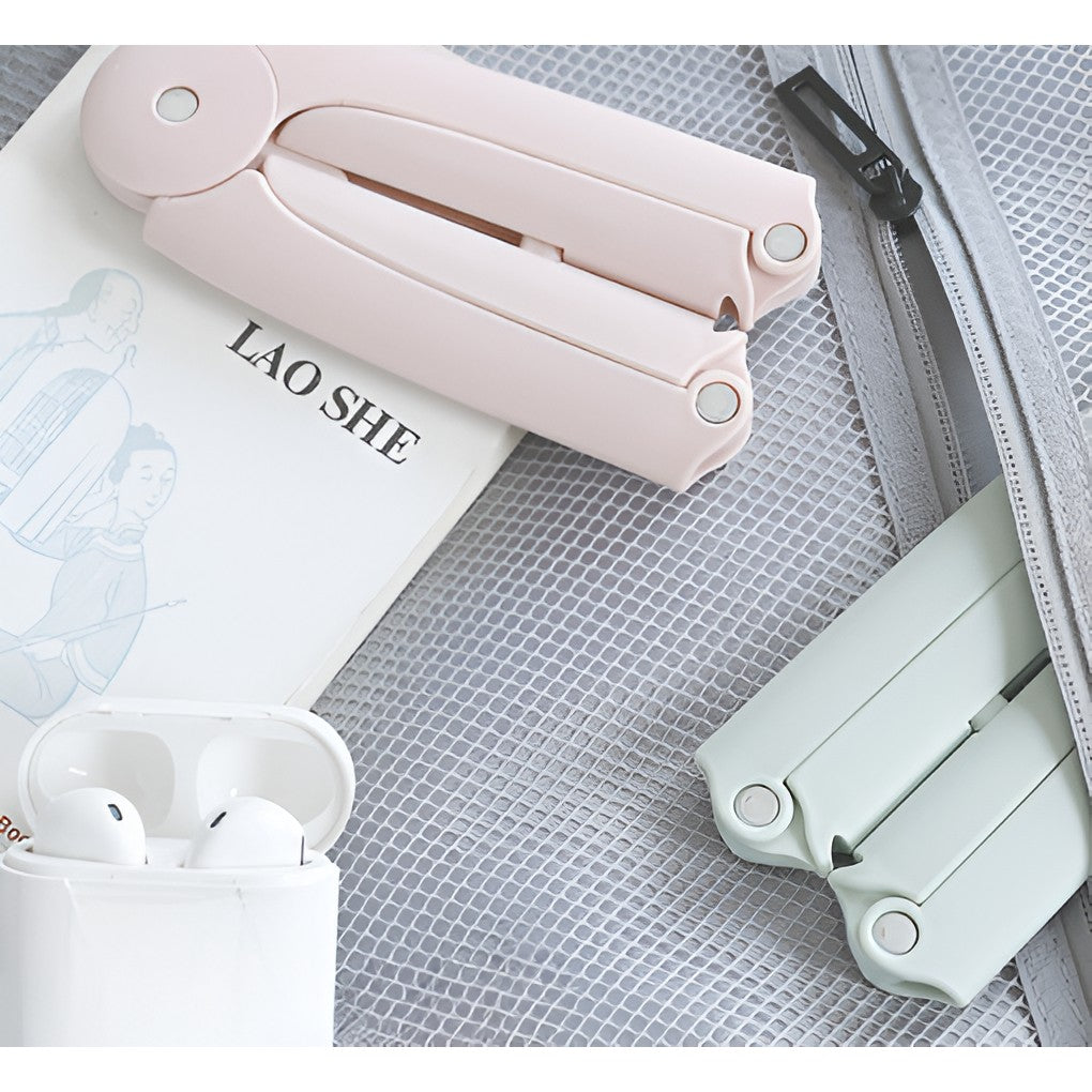 Umeraș pliabil de călătorie mini, suport portabil pentru haine, roz