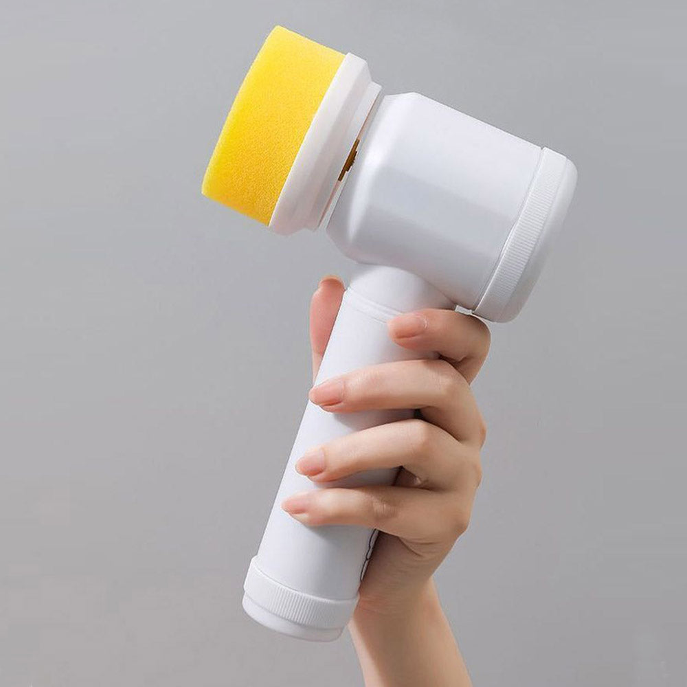 Електрическа четка за почистване, 5 глави, почистване на различни повърхности, водоустойчивост, бързо и ефикасно почистване, USB зареждане, бяла 