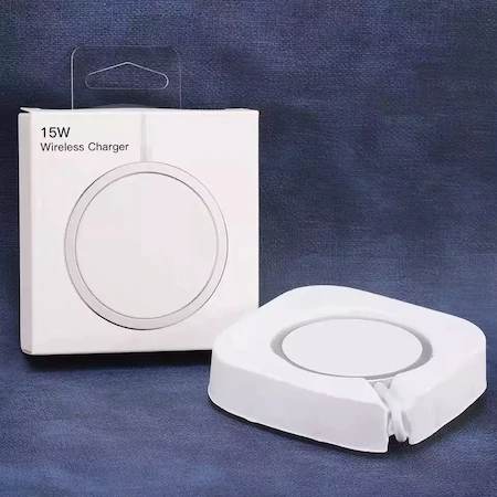 Incarcator Wireless MagSafe Fast-Charging 15W Universal, USB TIP C, compatibil cu iPhone 14/13/12/AirPods Pro/11/XR/XS/8, Samsung, Huawei, LG, Alb