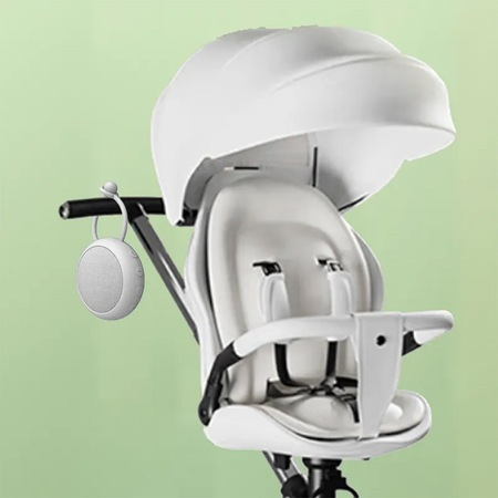 Dispozitiv Generare Sunete albe, Suzeta pentru Fructe si Legume Inclusa, 10 Sunete Relaxante Perfecte pentru Adormit Copii, Temporizator, Portabil, Prindere usoara, Reincarcabil, White Noise, Alb