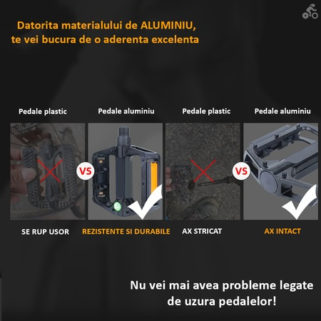 2 db alumínium kerékpárpedál készlet, csúszásgátló, víz- és porálló, MTB, BMX, versenyző, fekete 