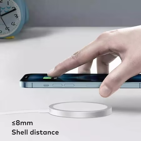 Incarcator Wireless MagSafe Fast-Charging 15W Universal, USB TIP C, compatibil cu iPhone 14/13/12/AirPods Pro/11/XR/XS/8, Samsung, Huawei, LG, Alb