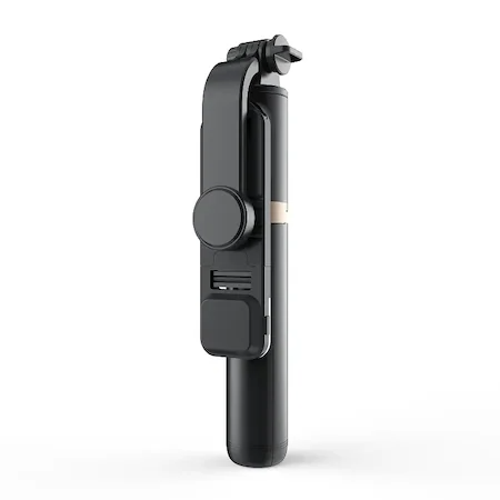 Селфи стик с професионален телескопичен статив и LED светлина, за телефон, с Bluetooth дистанционно управление, височина 20-76 см с алуминиева пръчка, черен