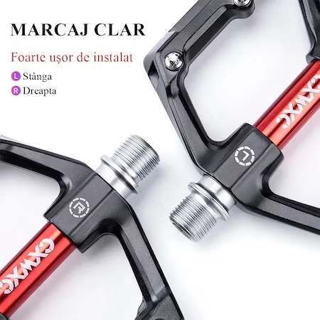 2 db alumínium kerékpárpedál készlet MTB-hez, BMX-hez, Racer-hez, csúszásgátló, vízálló, porálló, piros részlet