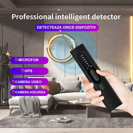 Detector Profesional Anti Dispozitive de Spionaj, GPS, Camere, Microfoane Ascunse, Reportofoane