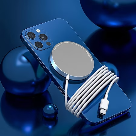 Incarcator Wireless MagSafe Fast-Charging 15W Universal, USB TIP C, compatibil cu iPhone 14/13/12/AirPods Pro/11/XR/XS/8, Samsung, Huawei, LG, Alb