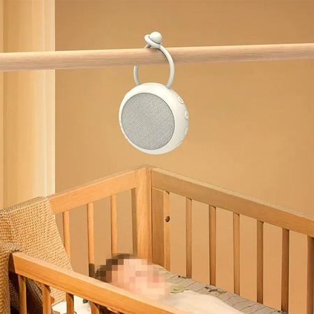 Dispozitiv Generare Sunete albe, Suzeta pentru Fructe si Legume Inclusa, 10 Sunete Relaxante Perfecte pentru Adormit Copii, Temporizator, Portabil, Prindere usoara, Reincarcabil, White Noise, Alb