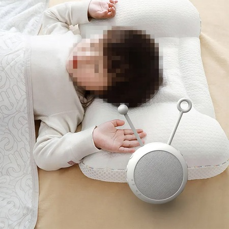 Dispozitiv Generare Sunete albe, Suzeta pentru Fructe si Legume Inclusa, 10 Sunete Relaxante Perfecte pentru Adormit Copii, Temporizator, Portabil, Prindere usoara, Reincarcabil, White Noise, Alb