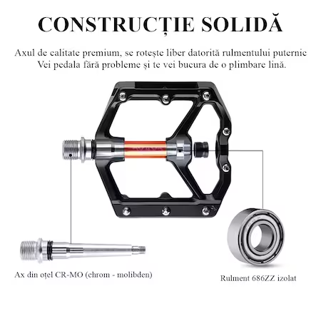 2 db alumínium kerékpárpedál készlet MTB-hez, BMX-hez, Racer-hez, csúszásgátló, vízálló, porálló, piros részlet