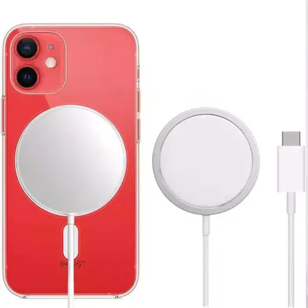 Incarcator Wireless MagSafe Fast-Charging 15W Universal, USB TIP C, compatibil cu iPhone 14/13/12/AirPods Pro/11/XR/XS/8, Samsung, Huawei, LG, Alb