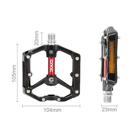2 db alumínium kerékpárpedál készlet MTB-hez, BMX-hez, Racer-hez, csúszásgátló, vízálló, porálló, piros részlet